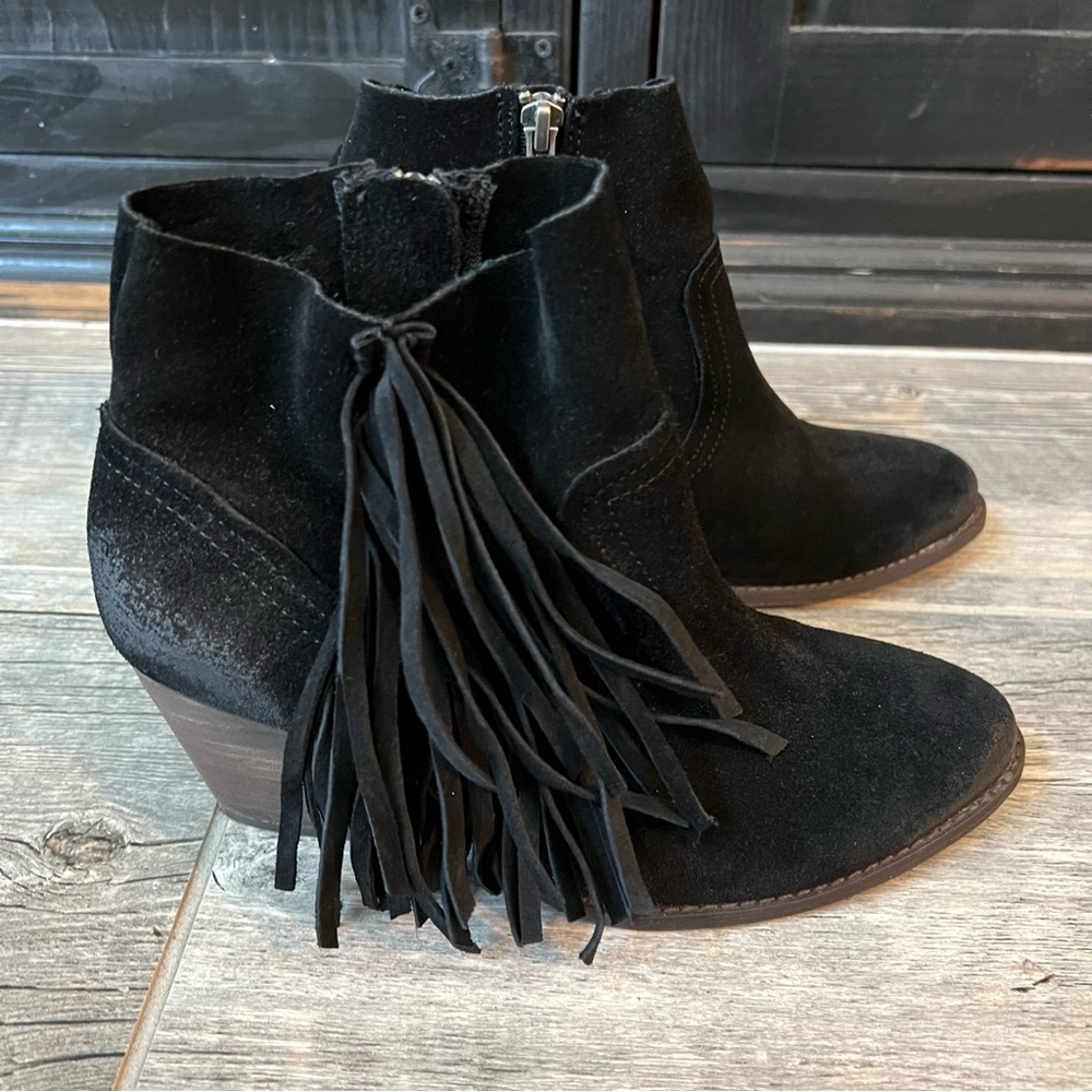 Steve Madden Black Ankle Boots with Fringe